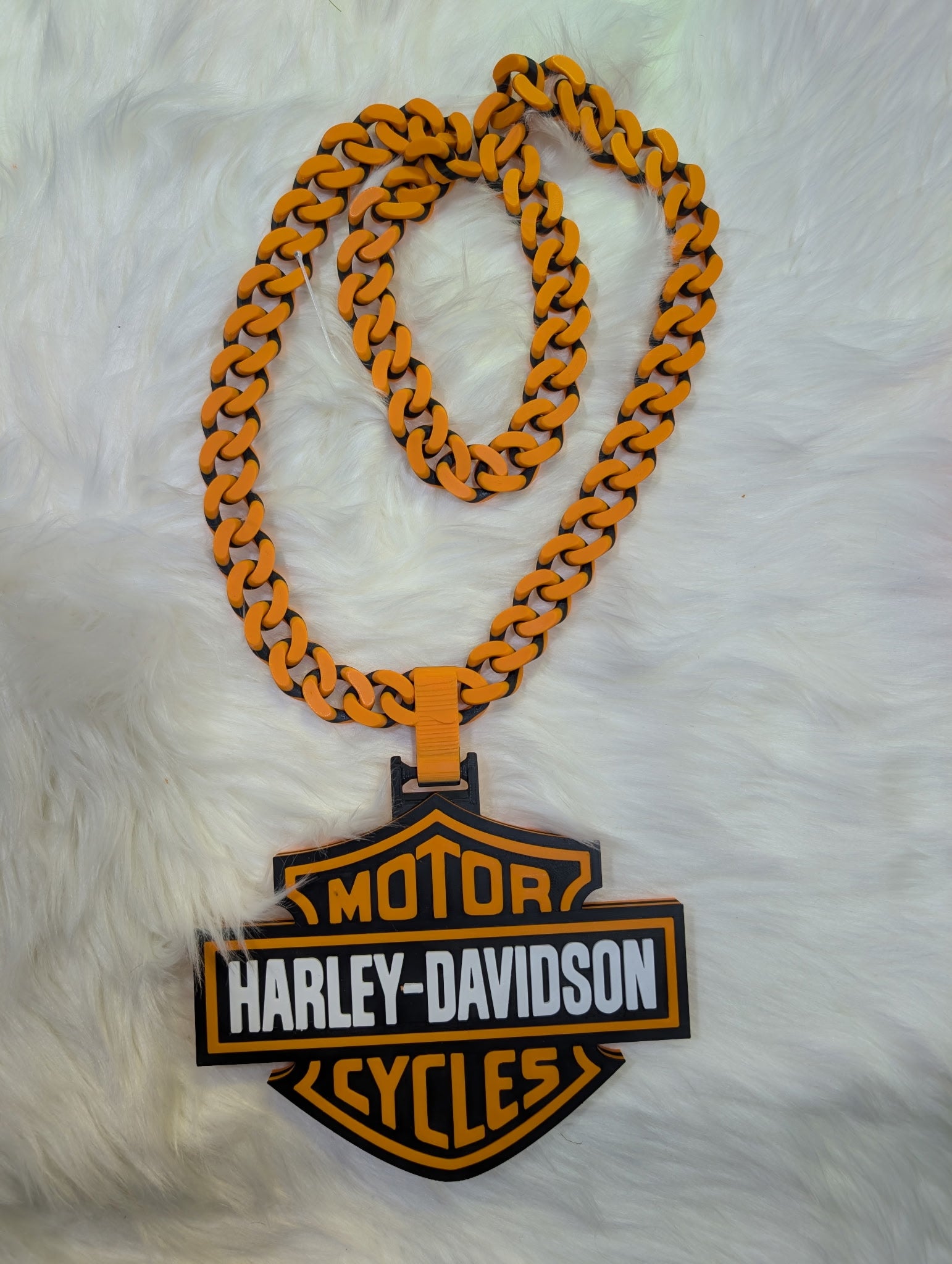 Black & Orange Shield Chain – Custom 3D Printed Statement Piece
