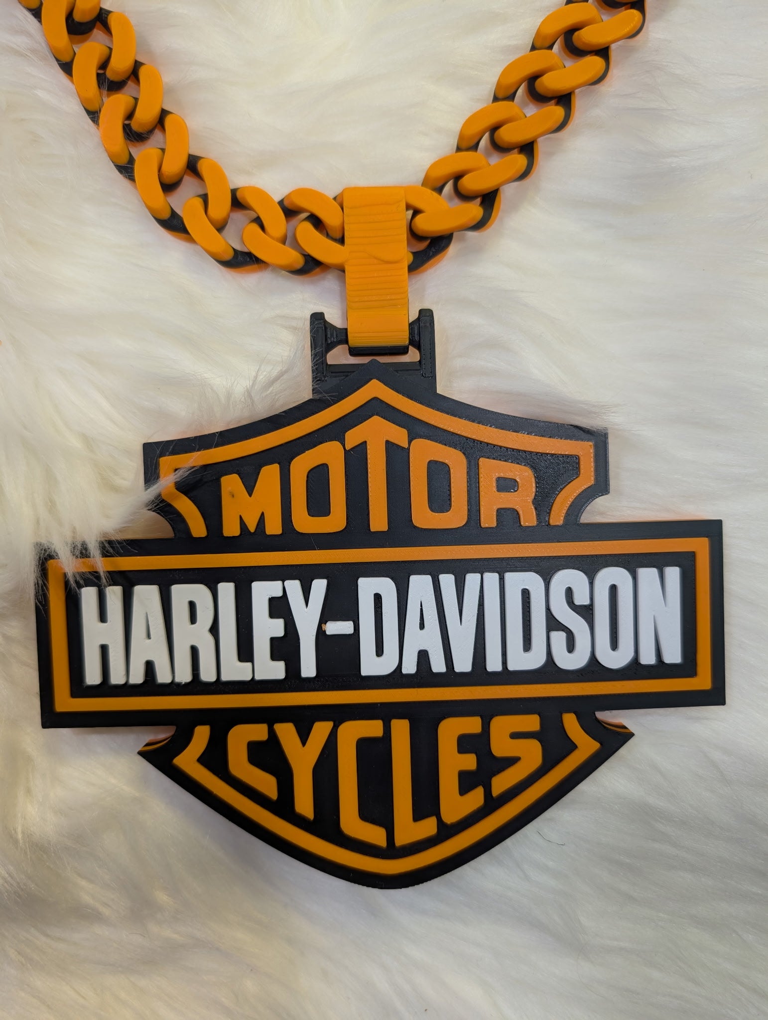 Black & Orange Shield Chain – Custom 3D Printed Statement Piece
