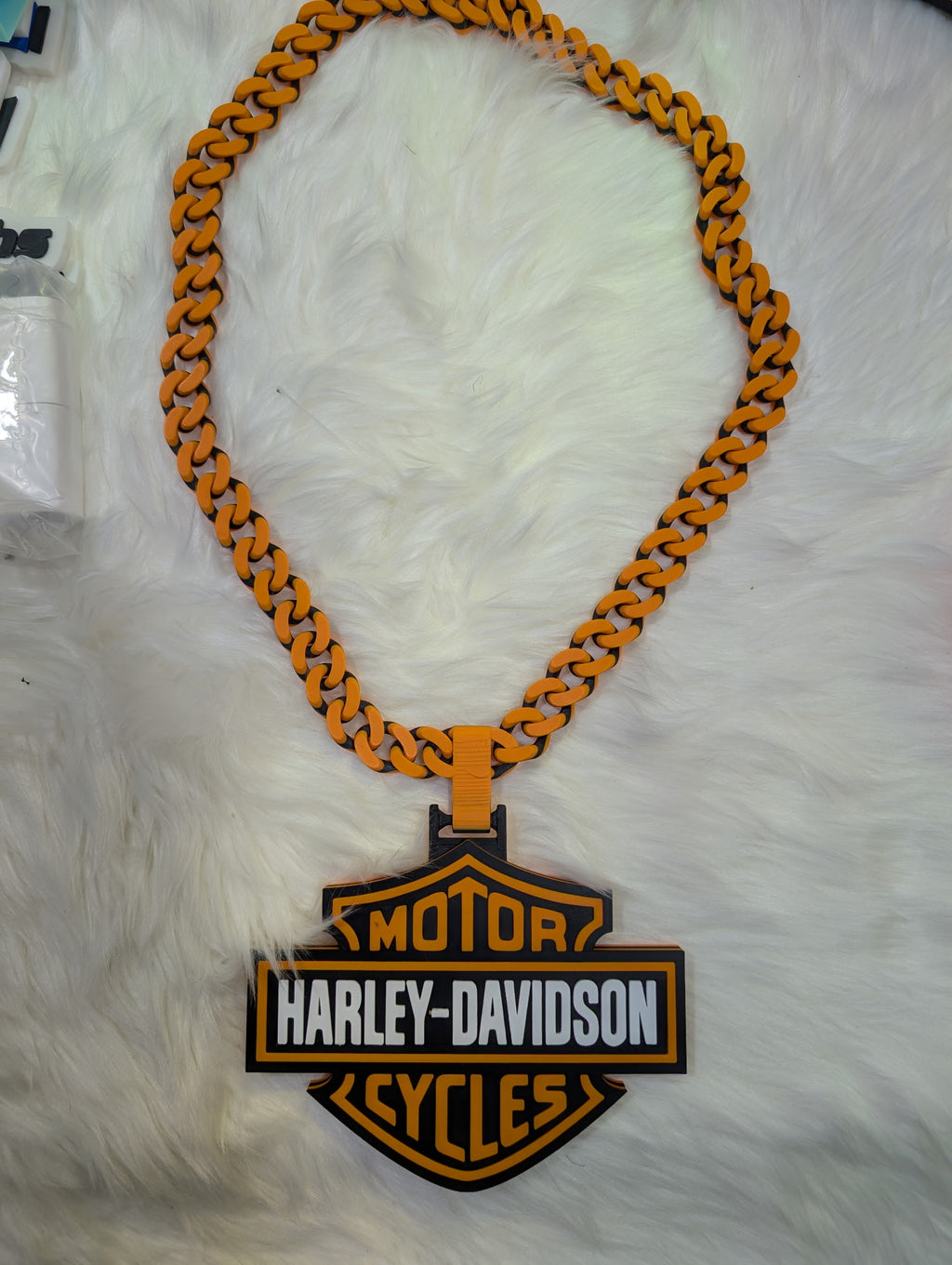 Black & Orange Shield Chain – Custom 3D Printed Statement Piece