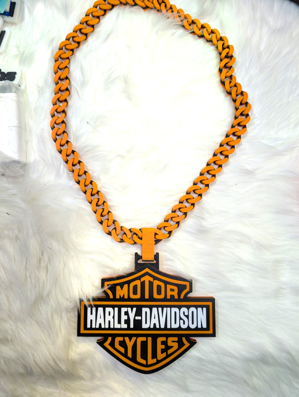 Black & Orange Shield Chain – Custom 3D Printed Statement Piece