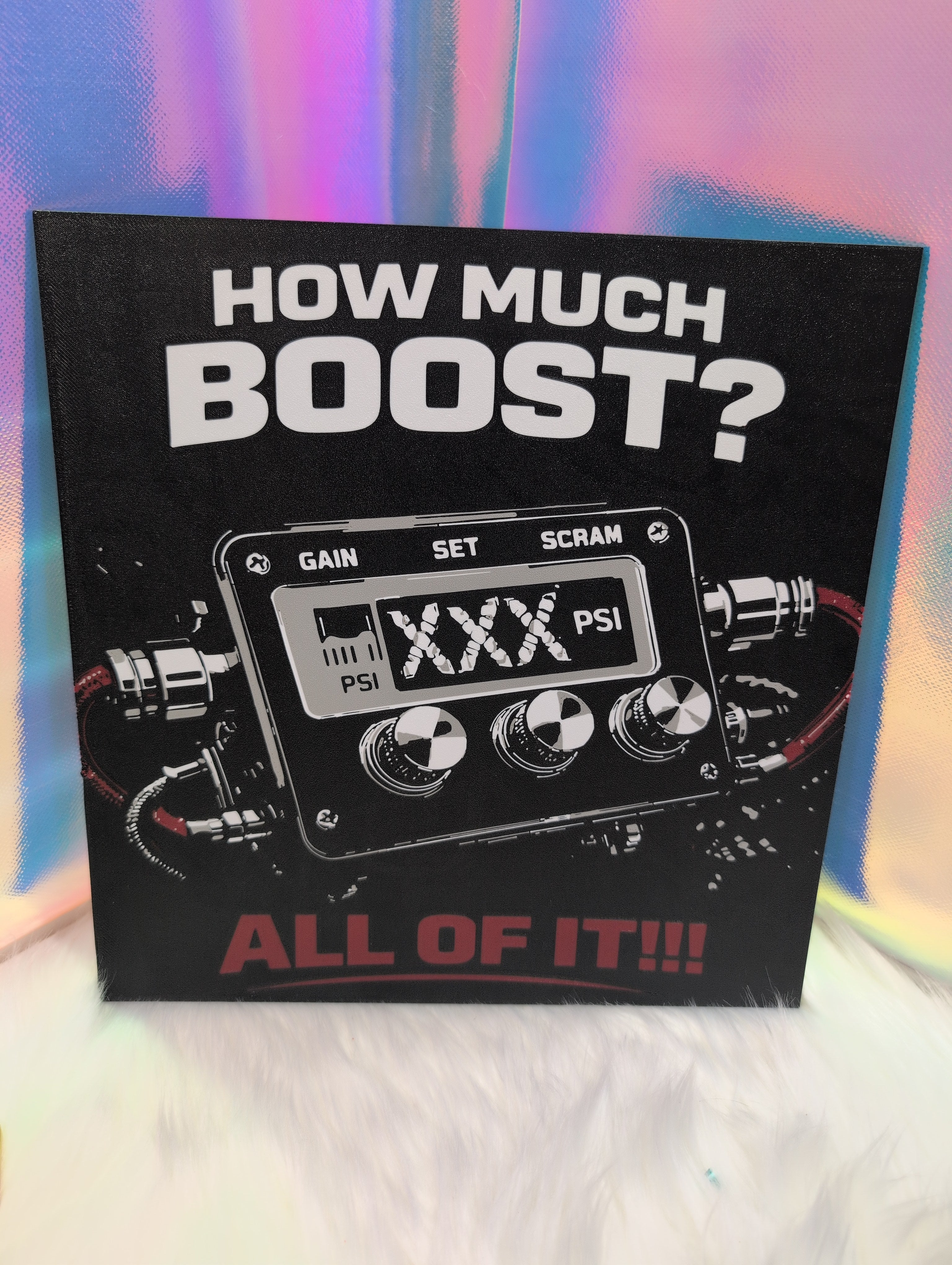 How Much Boost? Square sign